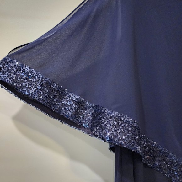 Chaps Sequin Cold Shoulder Chiffon Overlay Dress - Picture 6 of 10